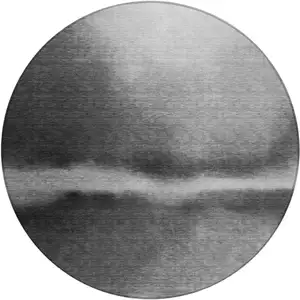 Photo of 8' Gray Ivory And Black Round Abstract Washable Indoor Outdoor Area Rug