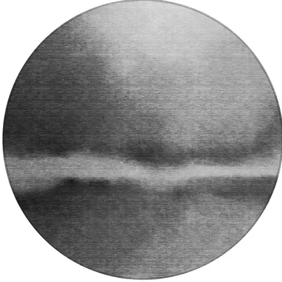 8' Gray Ivory And Black Round Abstract Washable Indoor Outdoor Area Rug Photo 3