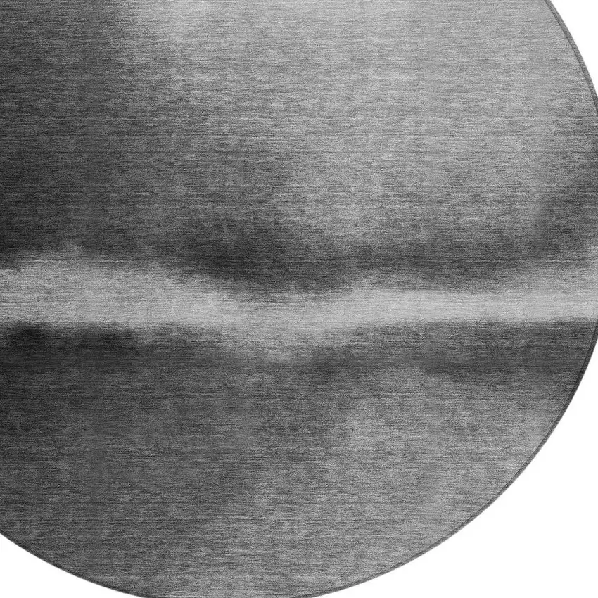 8' Gray Ivory And Black Round Abstract Washable Indoor Outdoor Area Rug Photo 2