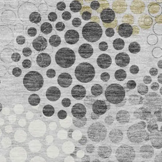 8' Gray Ivory And Charcoal Polka Dot Washable Round Rug With UV Protection Photo 4