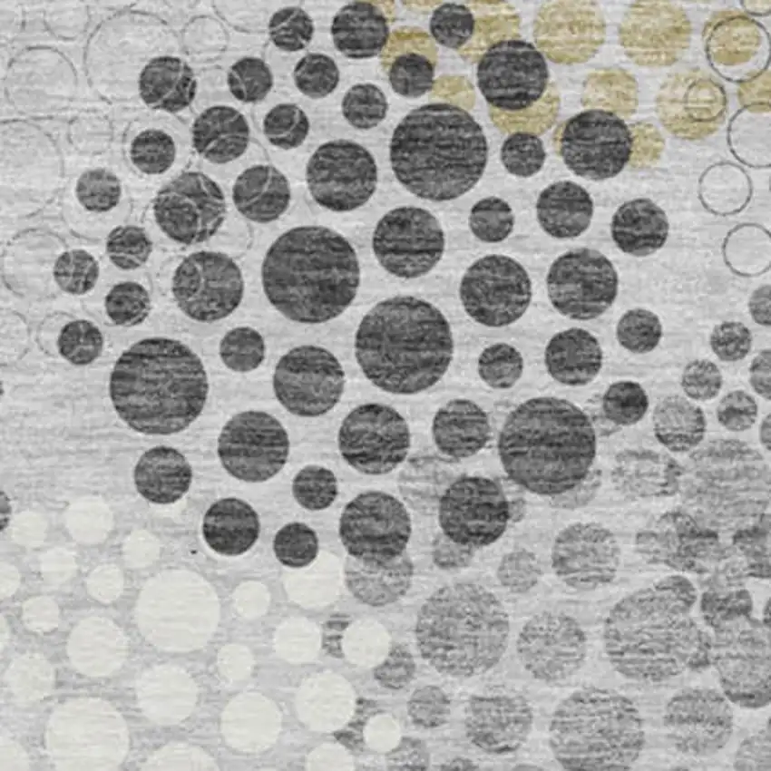 8' Gray Ivory And Charcoal Polka Dot Washable Round Rug With UV Protection Photo 4