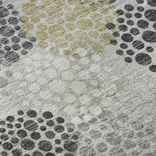 8' Gray Ivory And Charcoal Polka Dot Washable Round Rug With UV Protection Photo 9