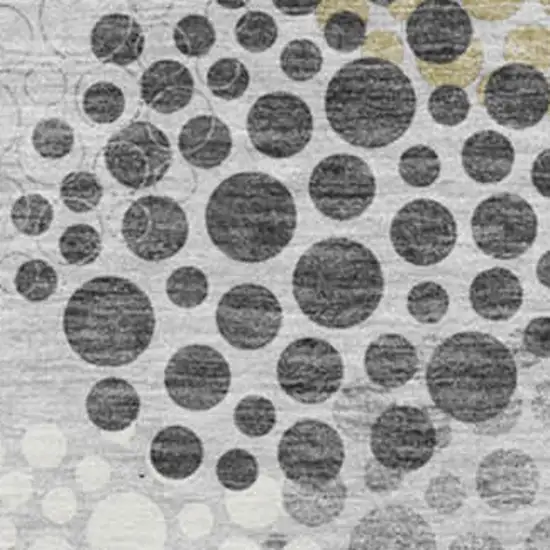 8' Gray Ivory And Charcoal Polka Dot Washable Round Rug With UV Protection Photo 3