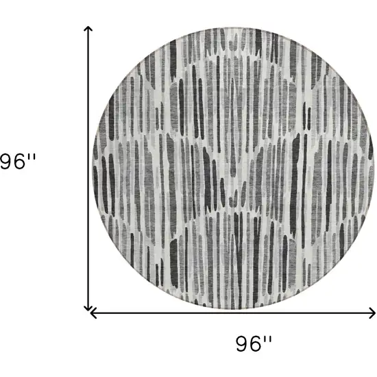 8' Gray Ivory And Charcoal Round Abstract Washable Indoor Outdoor Area Rug Photo 8