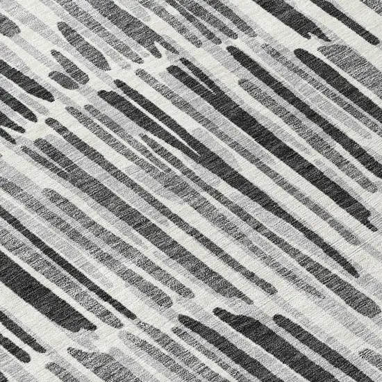 8' Gray Ivory And Charcoal Round Abstract Washable Indoor Outdoor Area Rug Photo 9