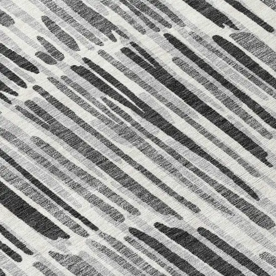 8' Gray Ivory And Charcoal Round Abstract Washable Indoor Outdoor Area Rug Photo 9