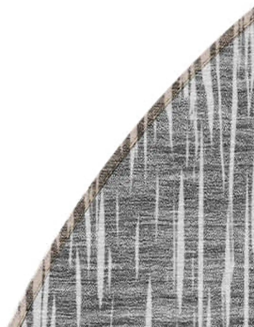 8' Gray Ivory And Charcoal Round Ikat Washable Indoor Outdoor Area Rug Photo 4