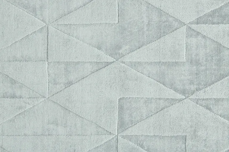 8' Gray Ivory And Silver Geometric Hand Woven Runner Rug Photo 4