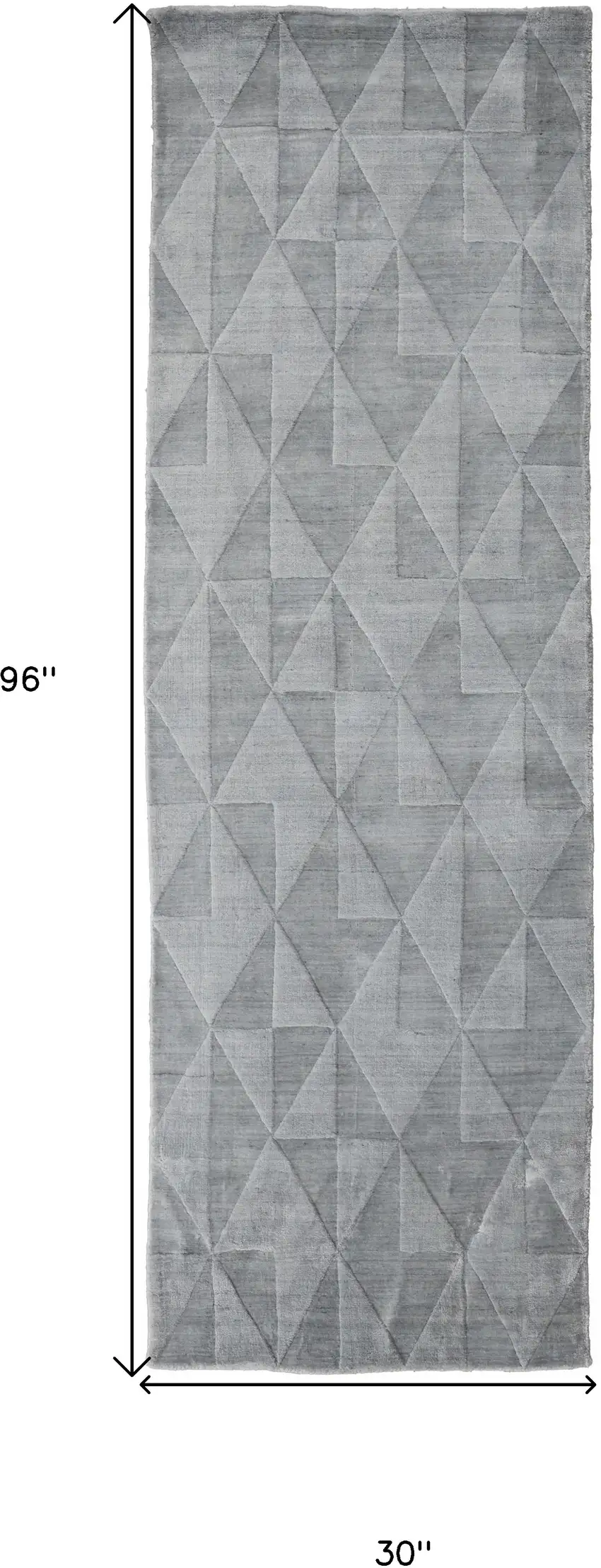 8' Gray Ivory And Silver Geometric Hand Woven Runner Rug Photo 8