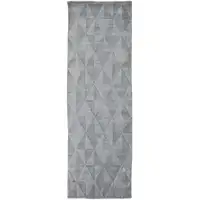 Photo of 8' Gray Ivory And Silver Geometric Hand Woven Runner Rug
