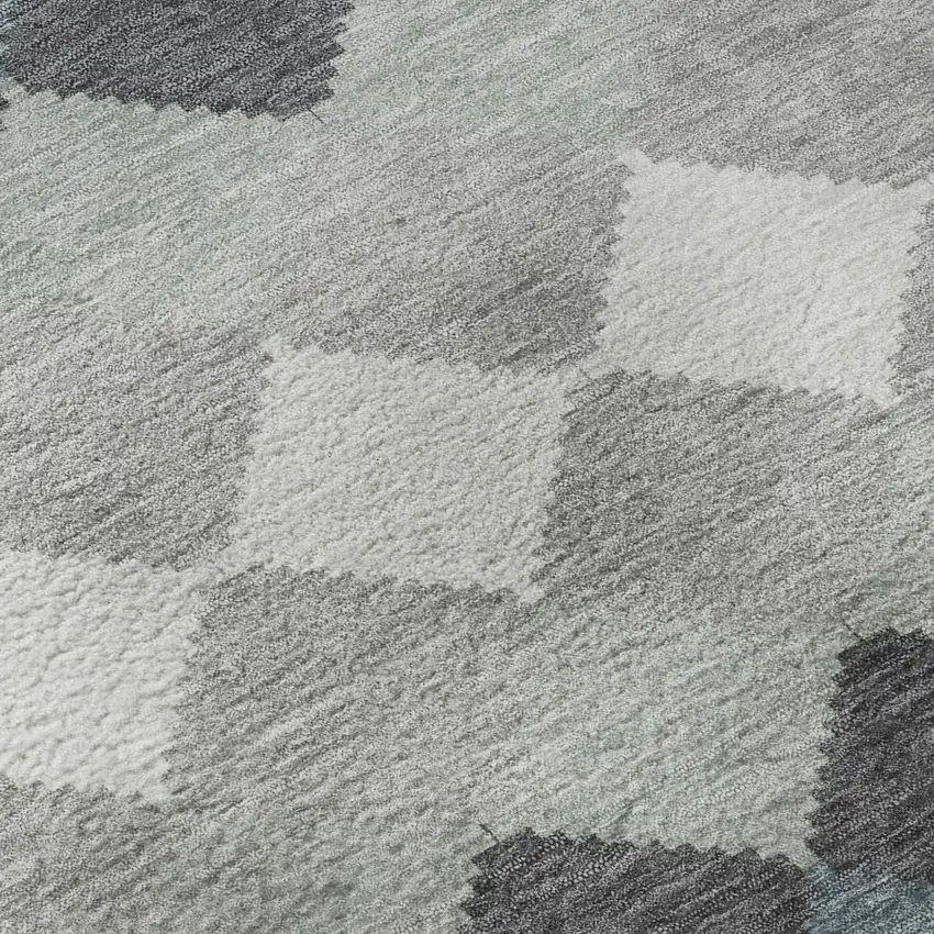 8' Gray Ivory And Silver Geometric Washable Round Rug With UV Protection Photo 8