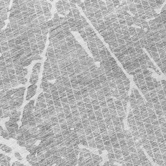 8' Gray Ivory And Silver Round Abstract Washable Indoor Outdoor Area Rug Photo 8