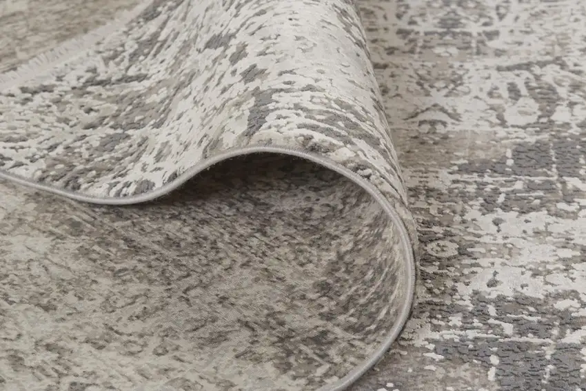 10' Gray Ivory And Taupe Abstract Area Rug With Fringe Photo 4