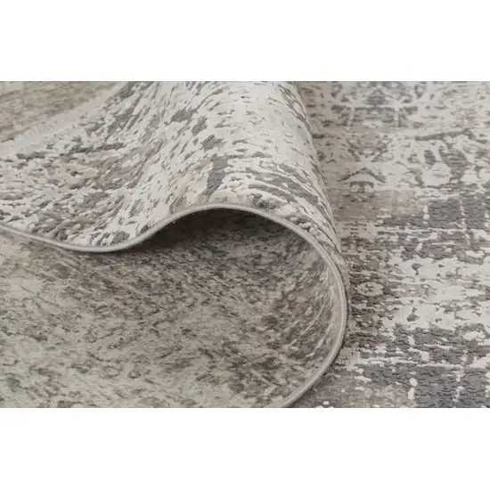 10' Gray Ivory And Taupe Abstract Area Rug With Fringe Photo 4