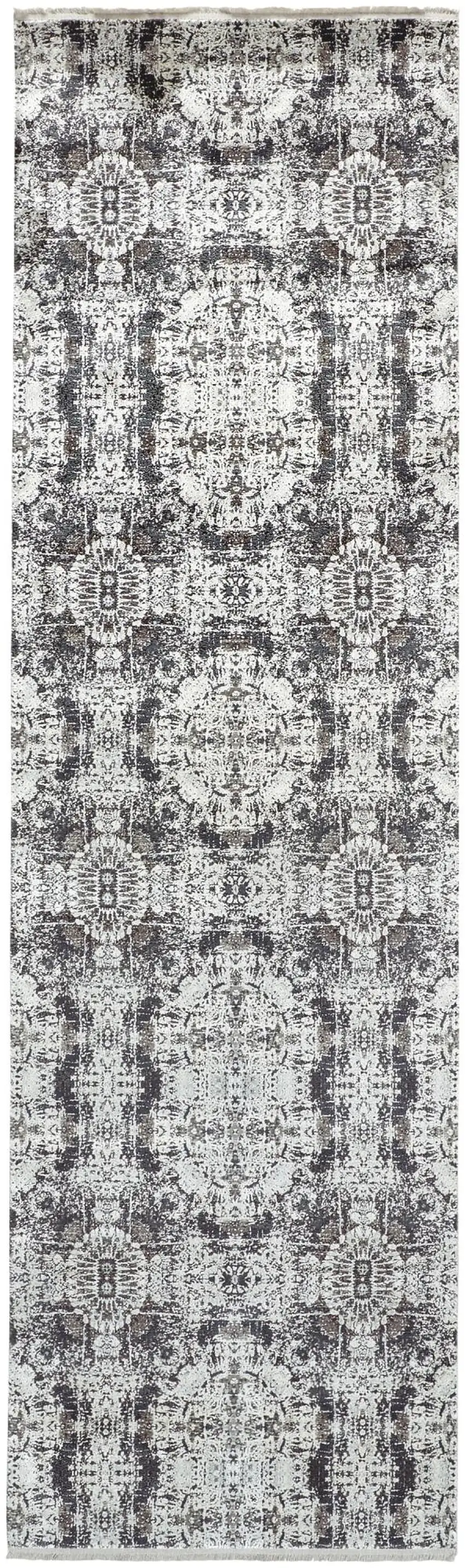 10' Gray Ivory And Taupe Abstract Area Rug With Fringe Photo 3