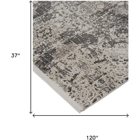 10' Gray Ivory And Taupe Abstract Area Rug With Fringe Photo 5