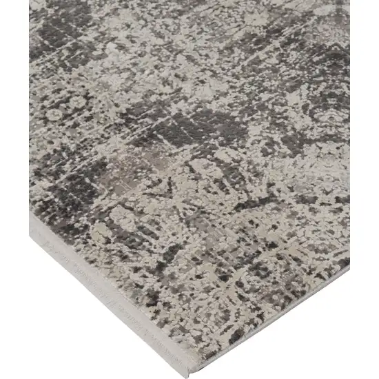 10' Gray Ivory And Taupe Abstract Area Rug With Fringe Photo 2