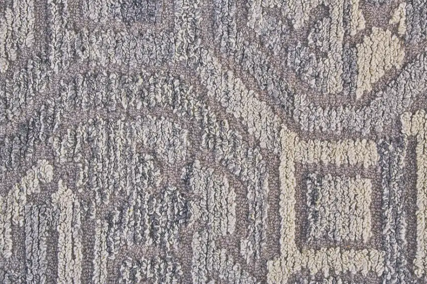 8' Gray Ivory And Taupe Round Wool Abstract Tufted Handmade Area Rug Photo 7