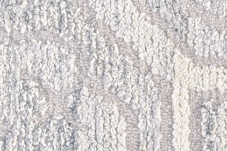 8' Gray Ivory And Taupe Round Wool Abstract Tufted Handmade Area Rug Photo 5
