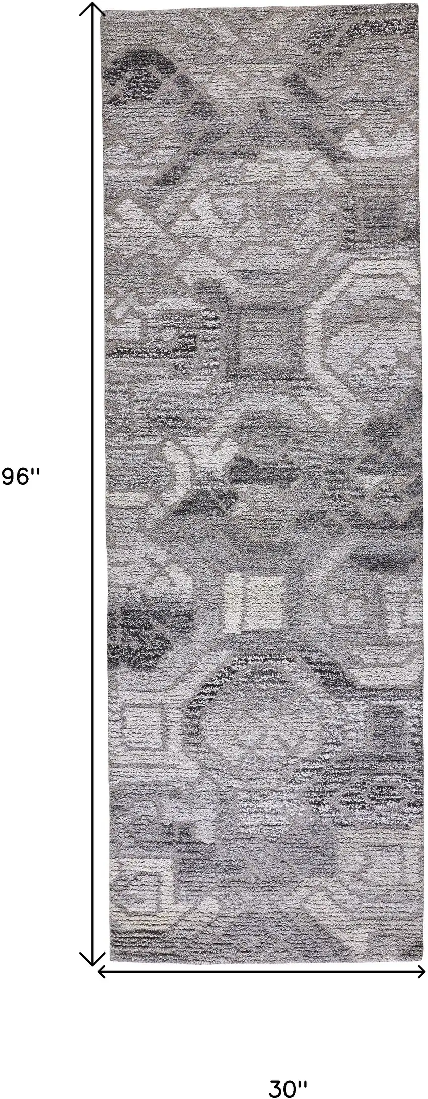 8' Gray Ivory And Taupe Wool Abstract Tufted Handmade Runner Rug Photo 8