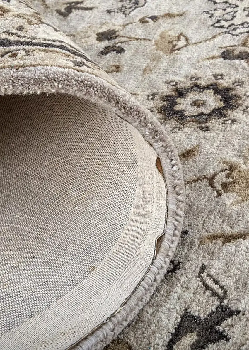 10' Gray and Ivory Wool Floral Hand Tufted Runner Rug Photo 6