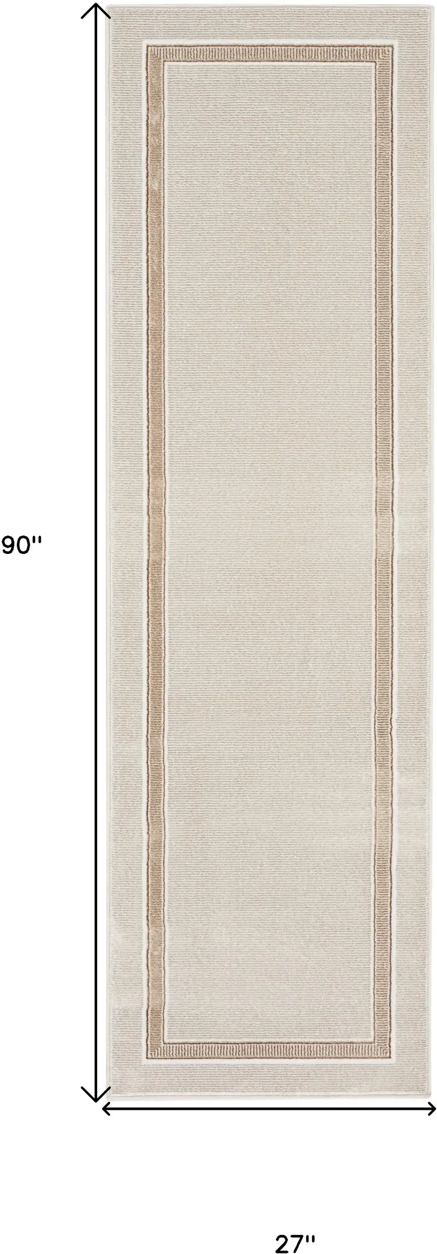 8' Gray Ivory and Cream Geometric Non Skid Runner Rug Photo 3