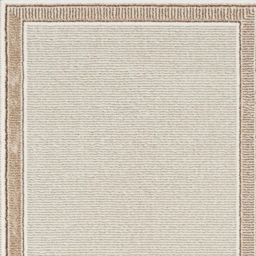 8' Gray Ivory and Cream Geometric Non Skid Runner Rug Photo 3