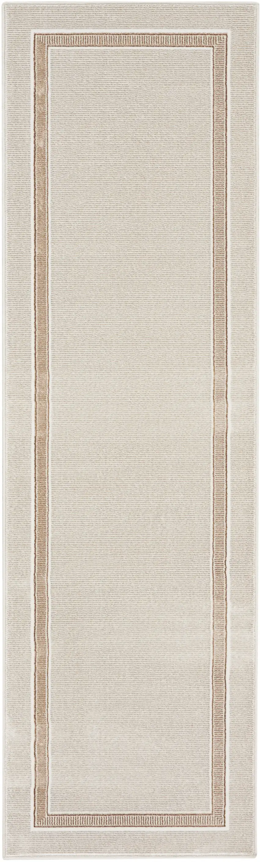 8' Gray Ivory and Cream Geometric Non Skid Runner Rug Photo 2