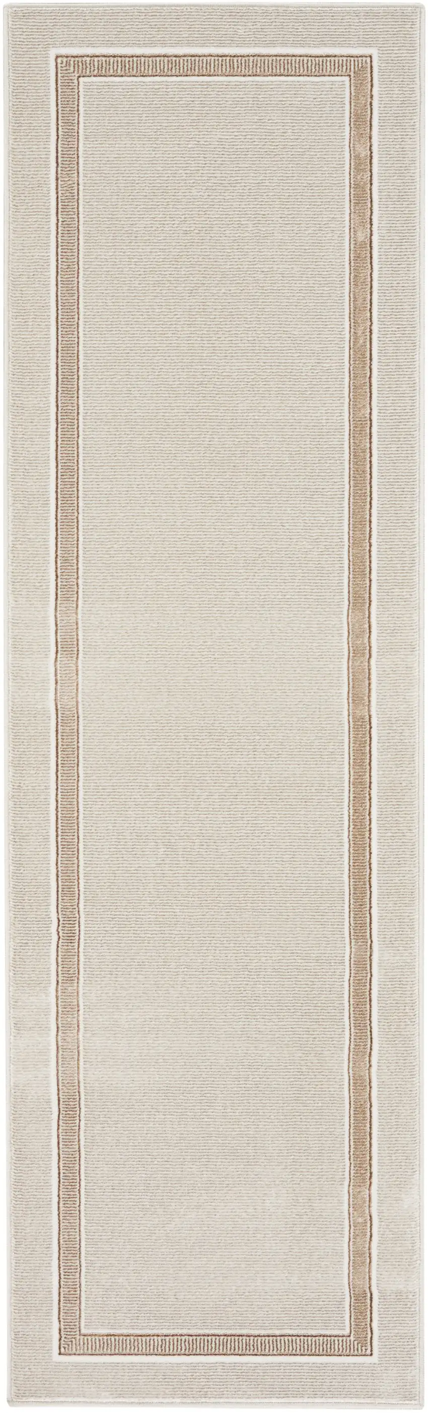 8' Gray Ivory and Cream Geometric Non Skid Runner Rug Photo 6
