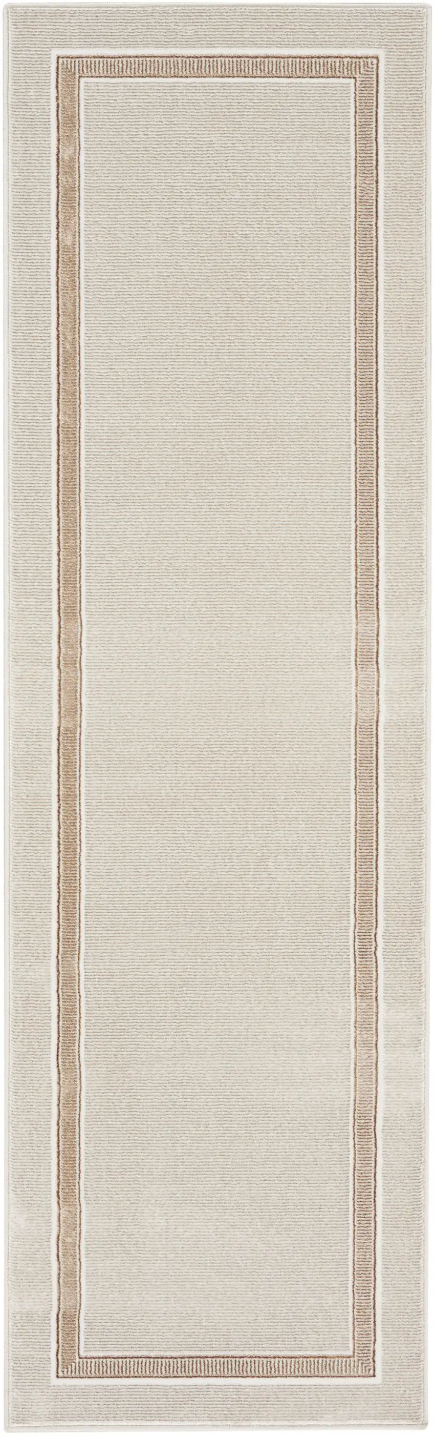 8' Gray Ivory and Cream Geometric Non Skid Runner Rug Photo 1