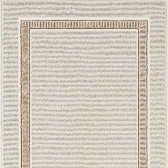 8' Gray Ivory and Cream Geometric Non Skid Runner Rug Photo 4