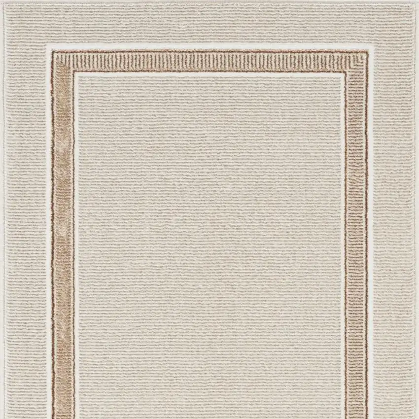 8' Gray Ivory and Cream Geometric Non Skid Runner Rug Photo 4