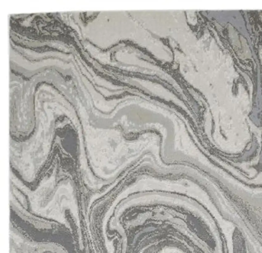 8' Gray Ivory and Silver Abstract Power Loom Distressed Runner Rug Photo 4