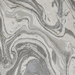 Photo of 8' Gray Ivory and Silver Abstract Power Loom Distressed Runner Rug