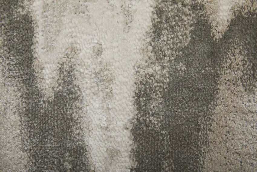 8' Gray Ivory and Taupe Abstract Power Loom Runner Rug Photo 9