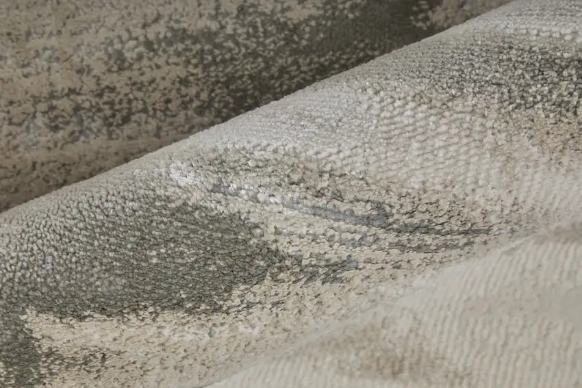 8' Gray Ivory and Taupe Abstract Power Loom Runner Rug Photo 8