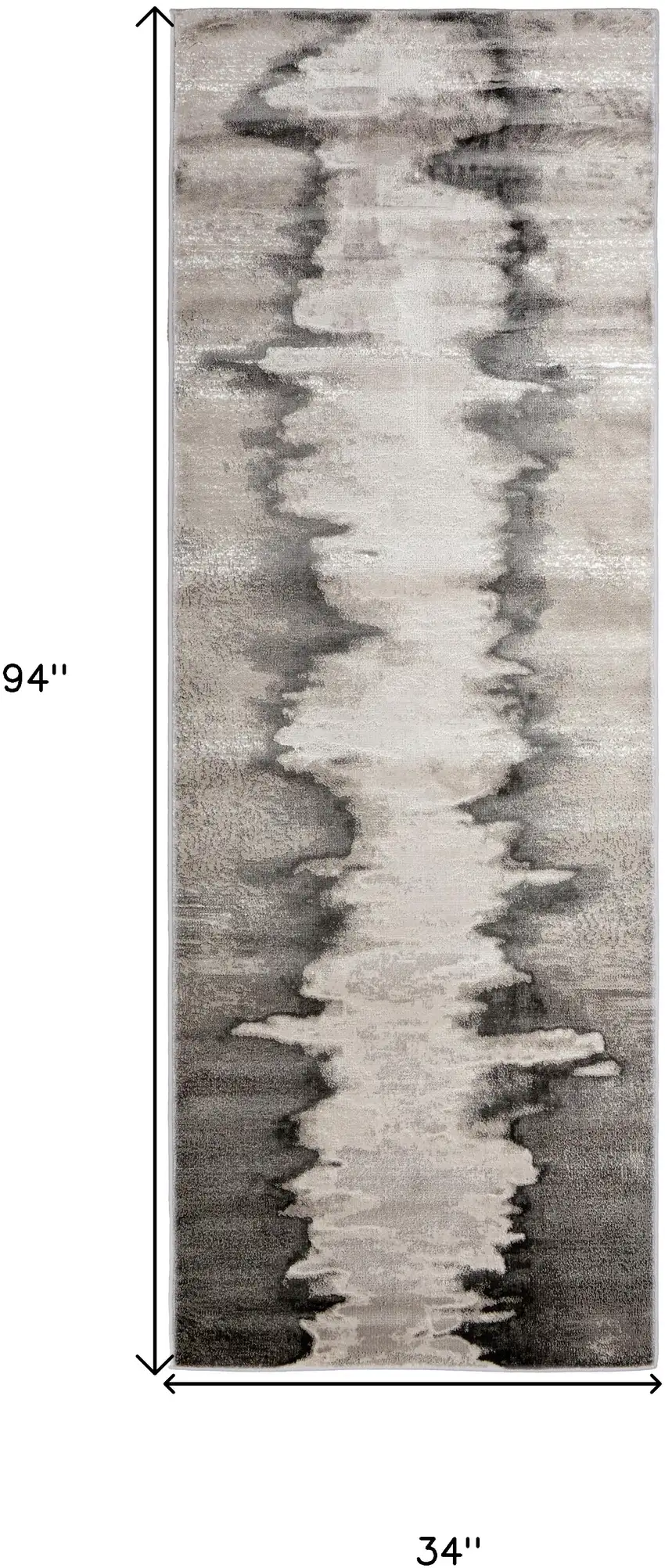 8' Gray Ivory and Taupe Abstract Power Loom Runner Rug Photo 3