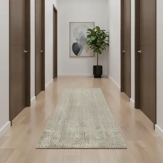 10' Gray Jute Handmade Runner Rug Photo 2