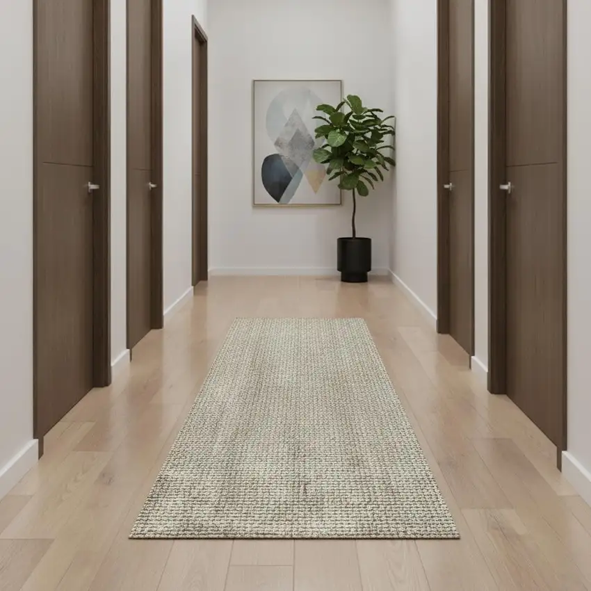 10' Gray Jute Handmade Runner Rug Photo 2