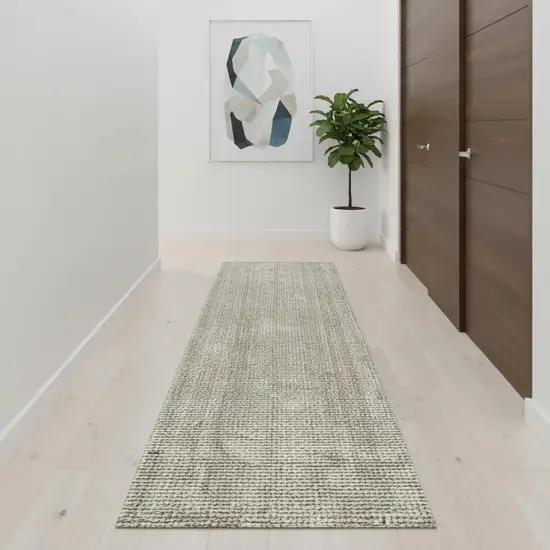 12' Gray Jute Handmade Runner Rug Photo 2