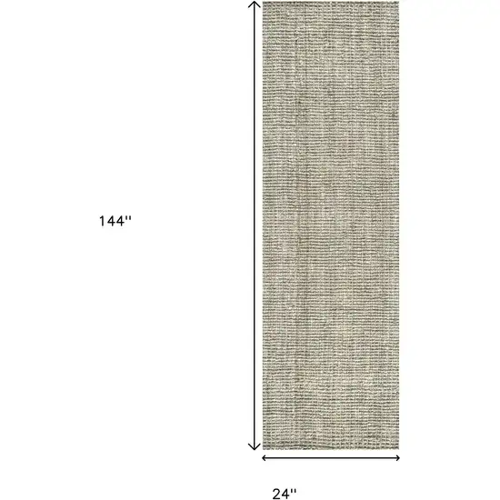 12' Gray Jute Handmade Runner Rug Photo 9