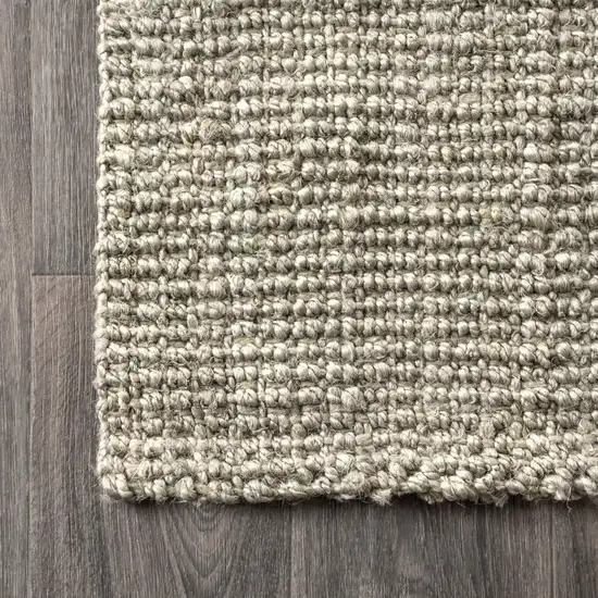 12' Gray Jute Handmade Runner Rug Photo 7