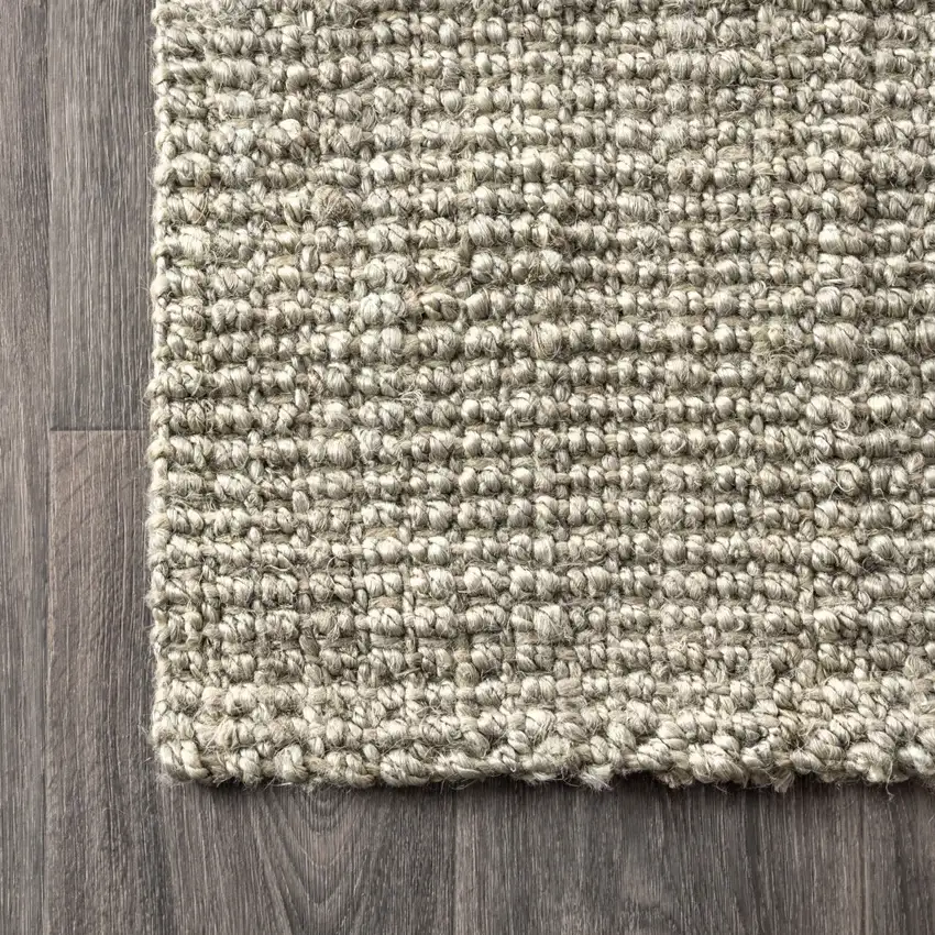 12' Gray Jute Handmade Runner Rug Photo 7