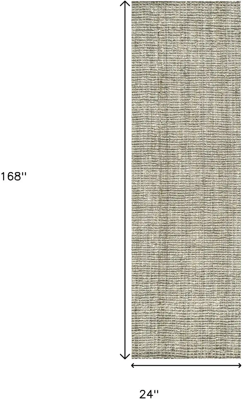 14' Gray Jute Handmade Runner Rug Photo 9