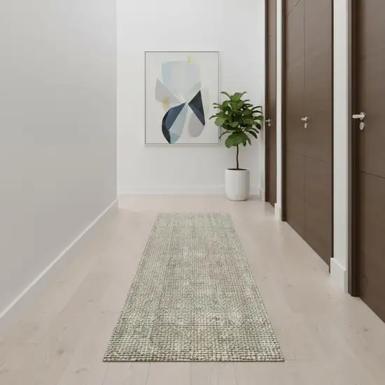 16' Gray Jute Handmade Runner Rug Photo 2
