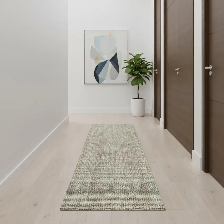 16' Gray Jute Handmade Runner Rug Photo 2