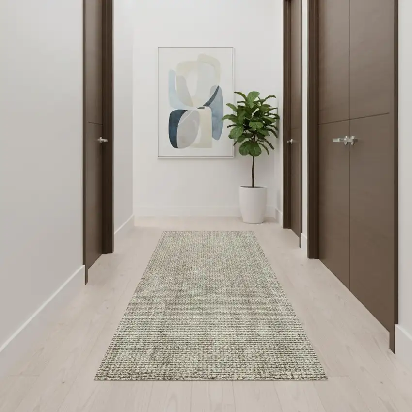 20' Gray Jute Handmade Runner Rug Photo 2