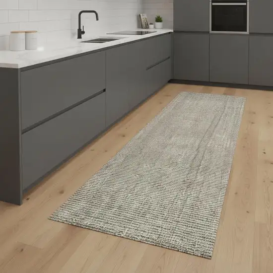 8' Gray Jute Handmade Runner Rug Photo 2