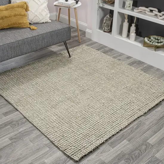 9' Gray Jute Handmade Square Rug Photo 4