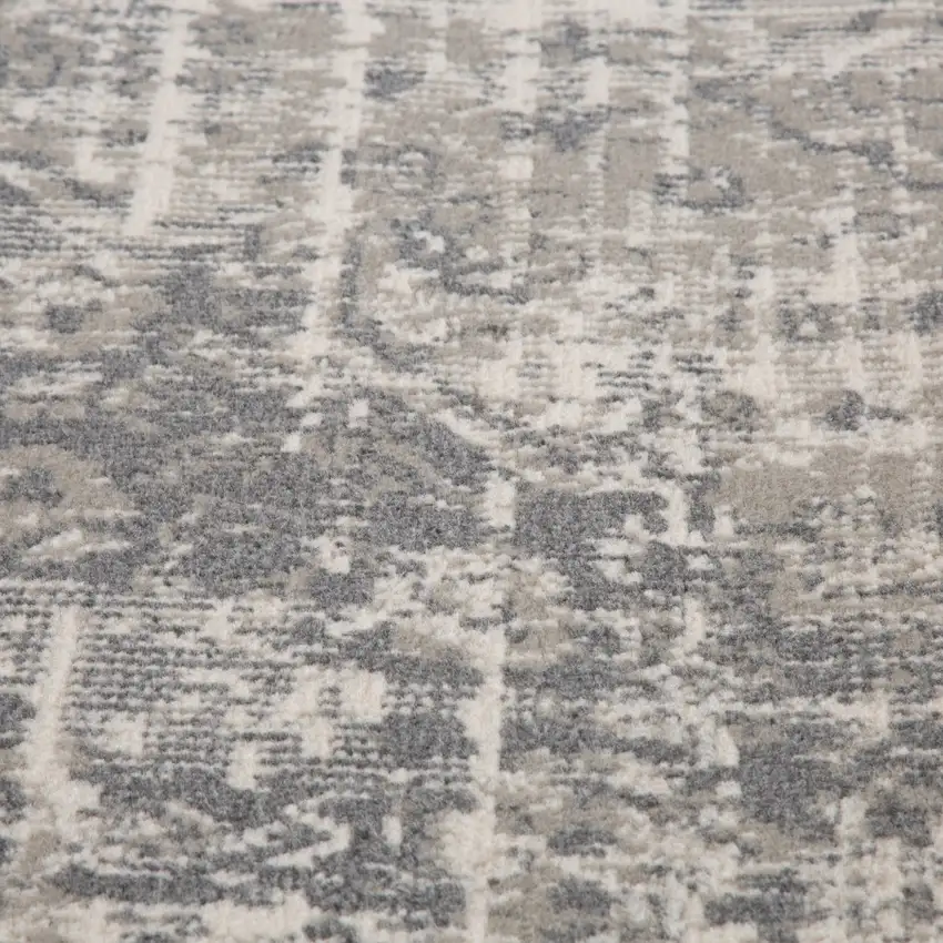 10' Gray Medallion Power Loom Runner Rug Photo 5